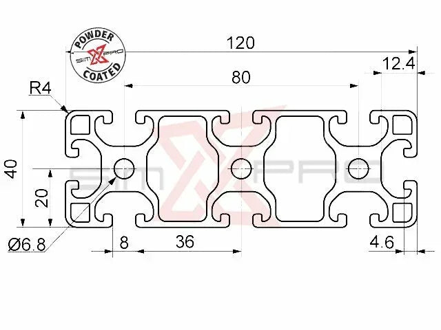 SimXPro 40x120 profile Black SimXPro SimXPro Aluminium Profiles  Sim Race Webshop B.V.