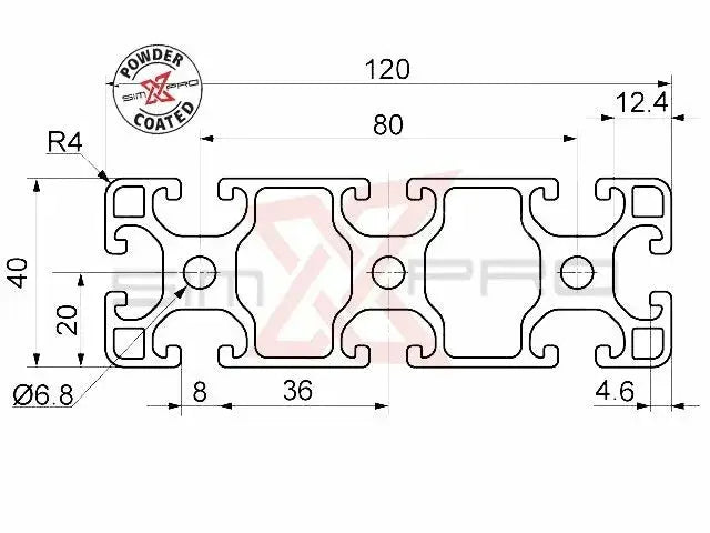 SimXPro 40x120 profile Black