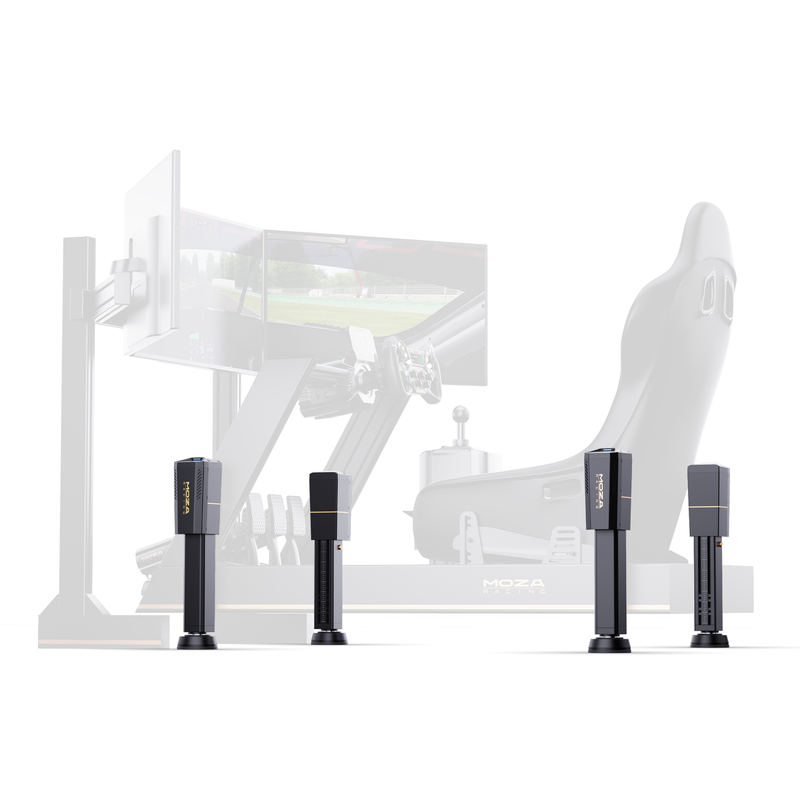 MOZA HMA150 four-actuator haptic motion system installed with a simulator cockpit