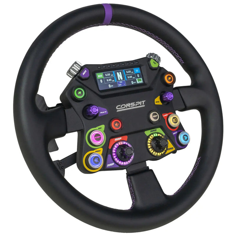 Conspit 310 Apex Wheel – ARGB, 2.99" Display, Dual Paddles (310 mm) Conspit Conspit Steering Wheel  Sim Race Webshop B.V.