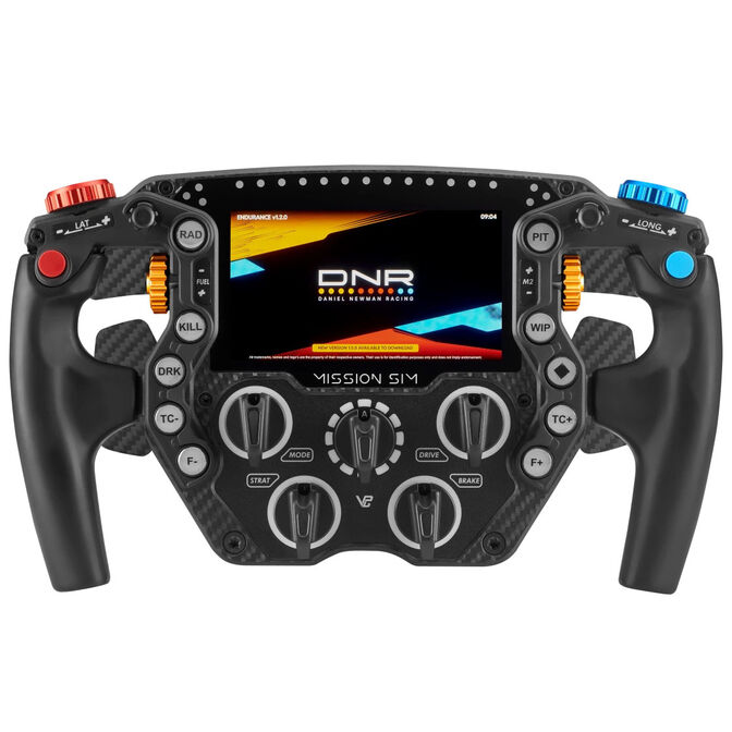 VPG Sim Mission Sim 290 mm steering wheel front view with display