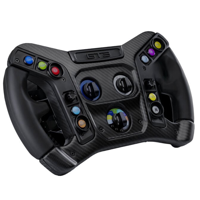 VPG Sim Mustang GT3 steering wheel angled front view