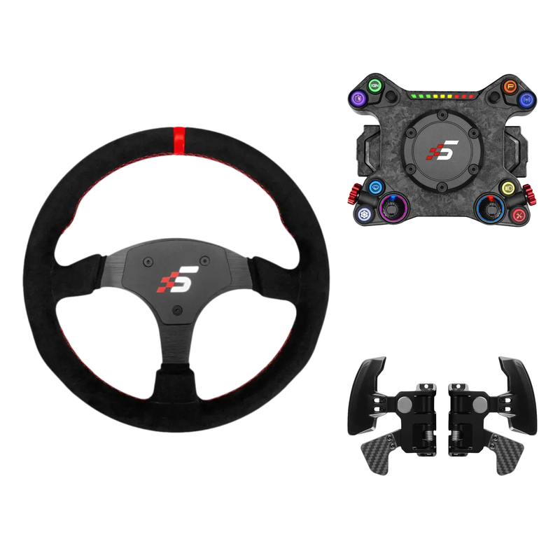 Simagic NEO X HUB bundle with P-330RA wheel rim and S410 dual-clutch paddle shifter module