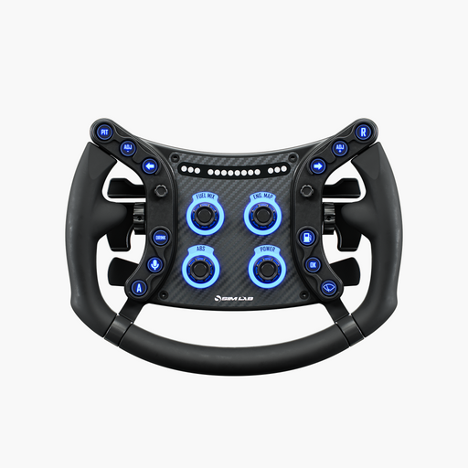 Sim-Lab GTSL Pro steering wheel front with blue telemetry lighting