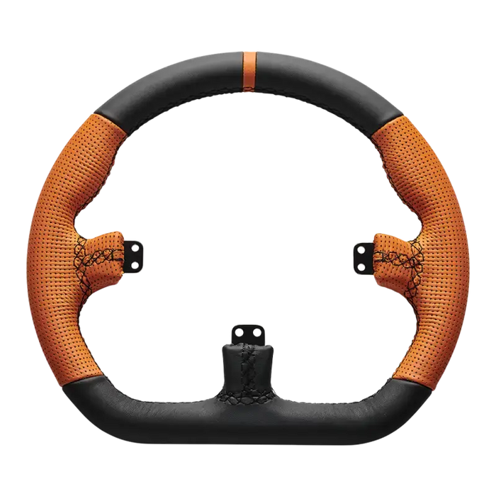 Asetek CLOSED D ORANGE LEATHER RIM - back view