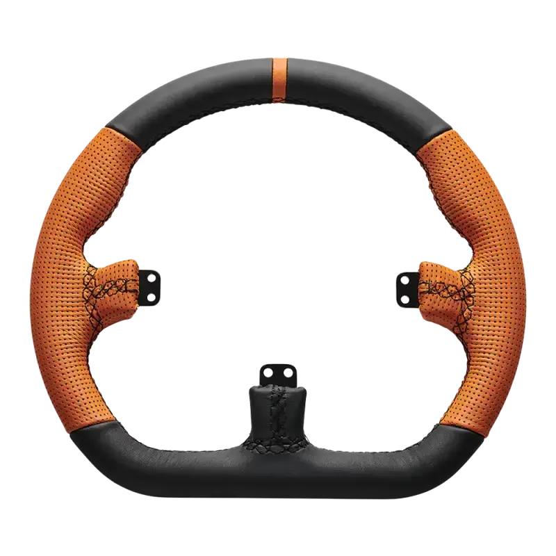 Asetek CLOSED D ORANGE LEATHER RIM - back view