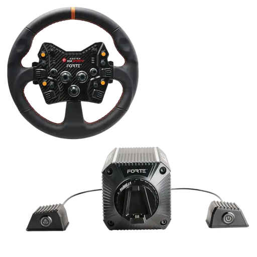 Asetek SimSports Forte 18NM Direct Drive GT Bundle - Leather Round wheel
