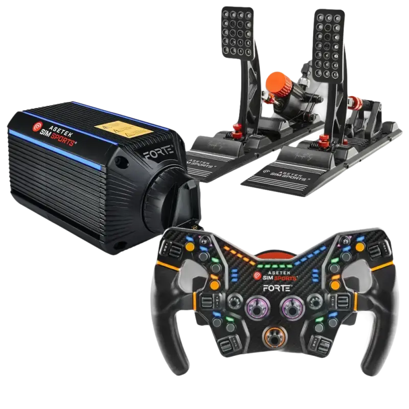 Asetek SimSports Forte 18nm Iinvicta S Series Pedals Bundle Wheel base + Wheel + Pedal Bundle