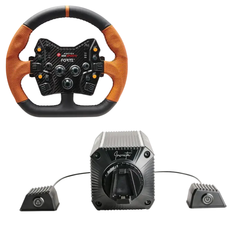 Asetek invecta 27NM Direct Drive GT Bundle - GT D-shape Orange Leather Wheel