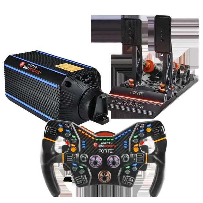 ASETEK SIMSPORTS INVICTA 27NM FORTE WHEEL AND PEDALS - BUNDLE - Wheel base + Wheel + Pedal Bundle