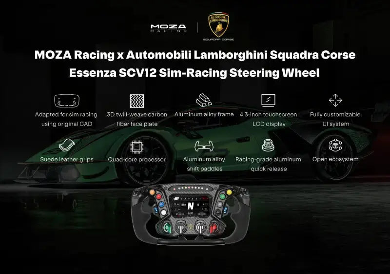 Moza Racing Automobili Lamborghini Squadra Corse Essenza SCV12 Sim-Racing Steering Wheel - Steering Wheel