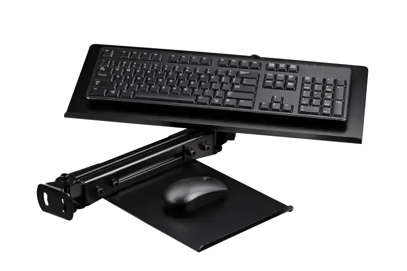Next Level Racing - ELITE KEYBOARD AND MOUSE TRAY- BLACK EDITION - Front view + keyboad and mouse