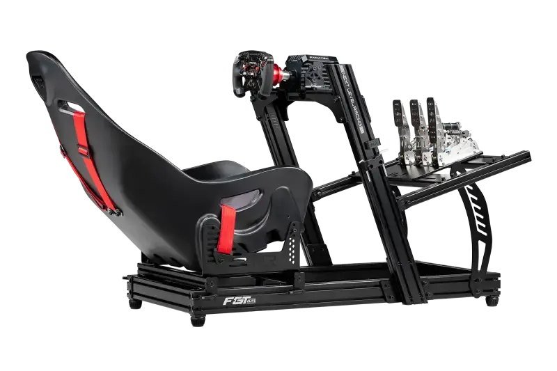 Next Level Racing F-GT ELITE LITE FRONT & SIDE MOUNT EDITION - Back view + ERS1 Seat and Fanatec CSL DD Wheel