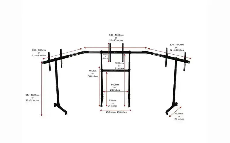 Next Level Racing - Free Standing Triple Monitor Stand - Monitor Stand