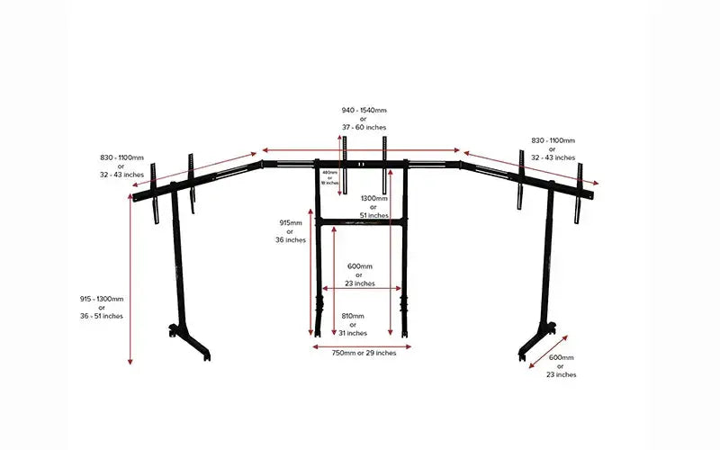 Next Level Racing - Free Standing Triple Monitor Stand - Monitor Stand