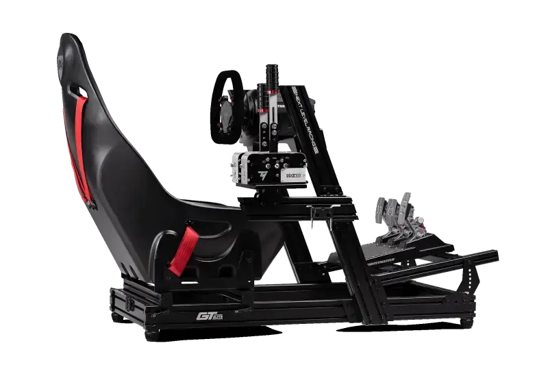Next Level Racing GT-ELITE WHEEL PLATE EDITION - side view + ES1 seat and Simucube + Cube controls