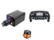 Simagic Alpha EVO Sport 9 Nm + LEOXZ Steering Wheel + QR-A Bundle — front view steering wheel, wheelbase and QR-A