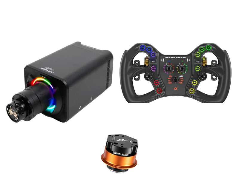 Simagic Alpha EVO Pro 18 Nm + Bavarian Sim Tec Steering Wheel + QR-A Bundle — Bavarian Sim Tec ALPHA Sim Steering Wheel — Standard (Shifter Only)