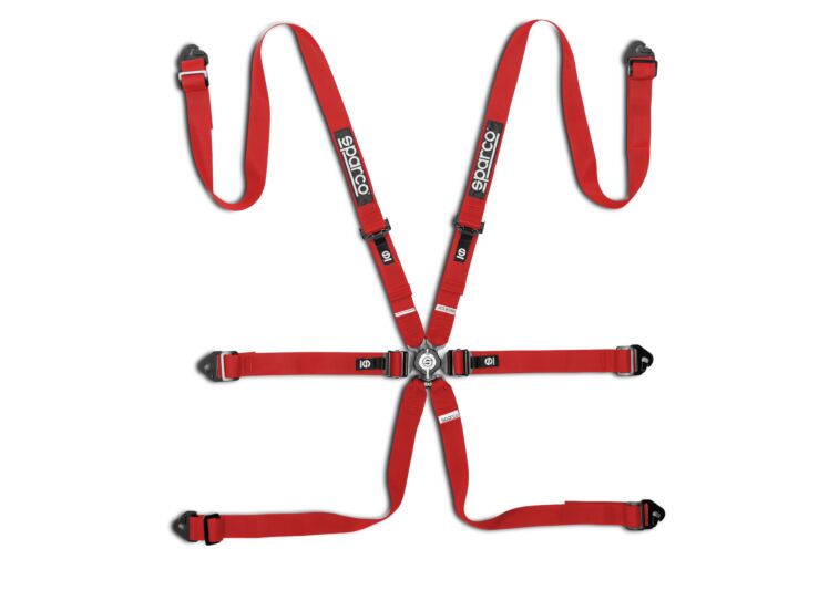 Sparco Competition H-2 Steel Pull-Down 6-Point Racing Harness – Red – photo 4